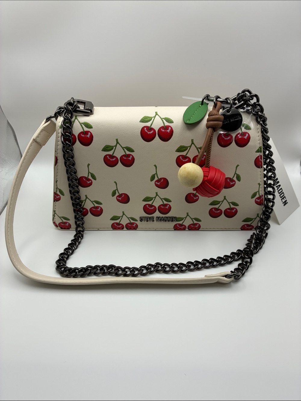 Steve Madden Cream Crossbody Bag with Red Cherry Print